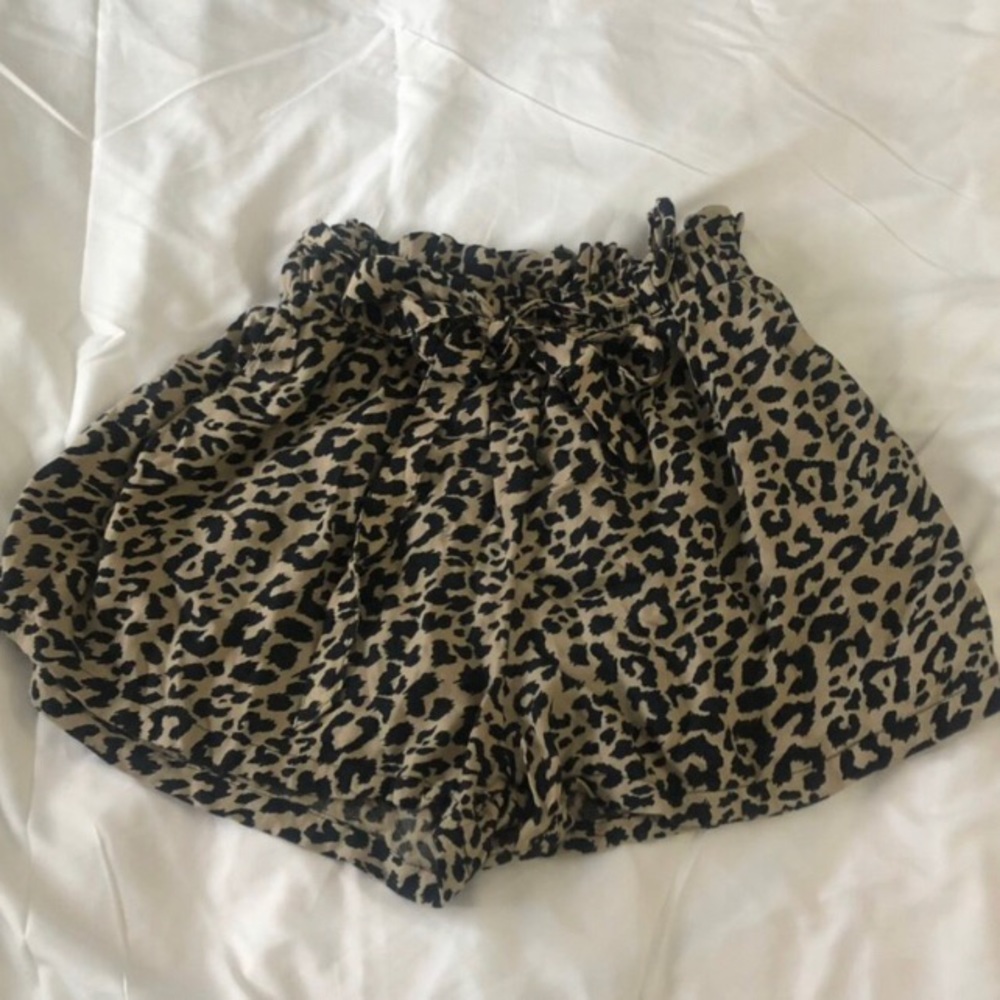 leopard shorts, size S, ultra high rise, stretchy